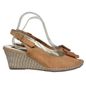 Clorinda Antinori Wedge Sandals Espadrilles Coral Women’s Sz 41-Italian 11-US